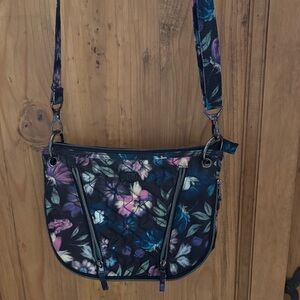 Lug Floral Crossbody Bag - Black and Purple